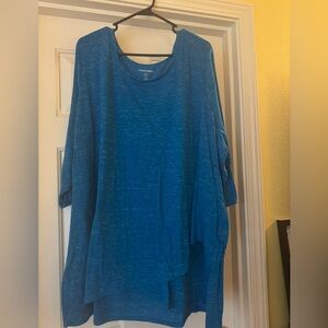 Woman Within Blue Tunic Top 3/4 Sleeve